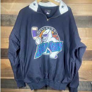 Vintage Orlando Solar Bears Hockey Pullover Sweatshirt Mens Large 1/4 Zip Collar